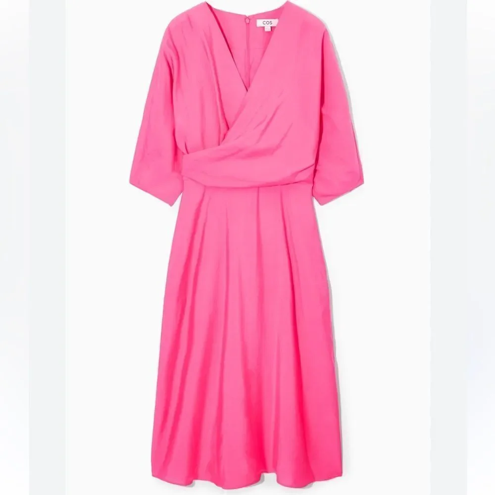 COS Pink A-Line Midi Dress with Dolman Sleeves size medium
